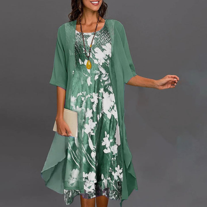 Elenna | Veste Midi Abito con Stampa Floreale Incantevole