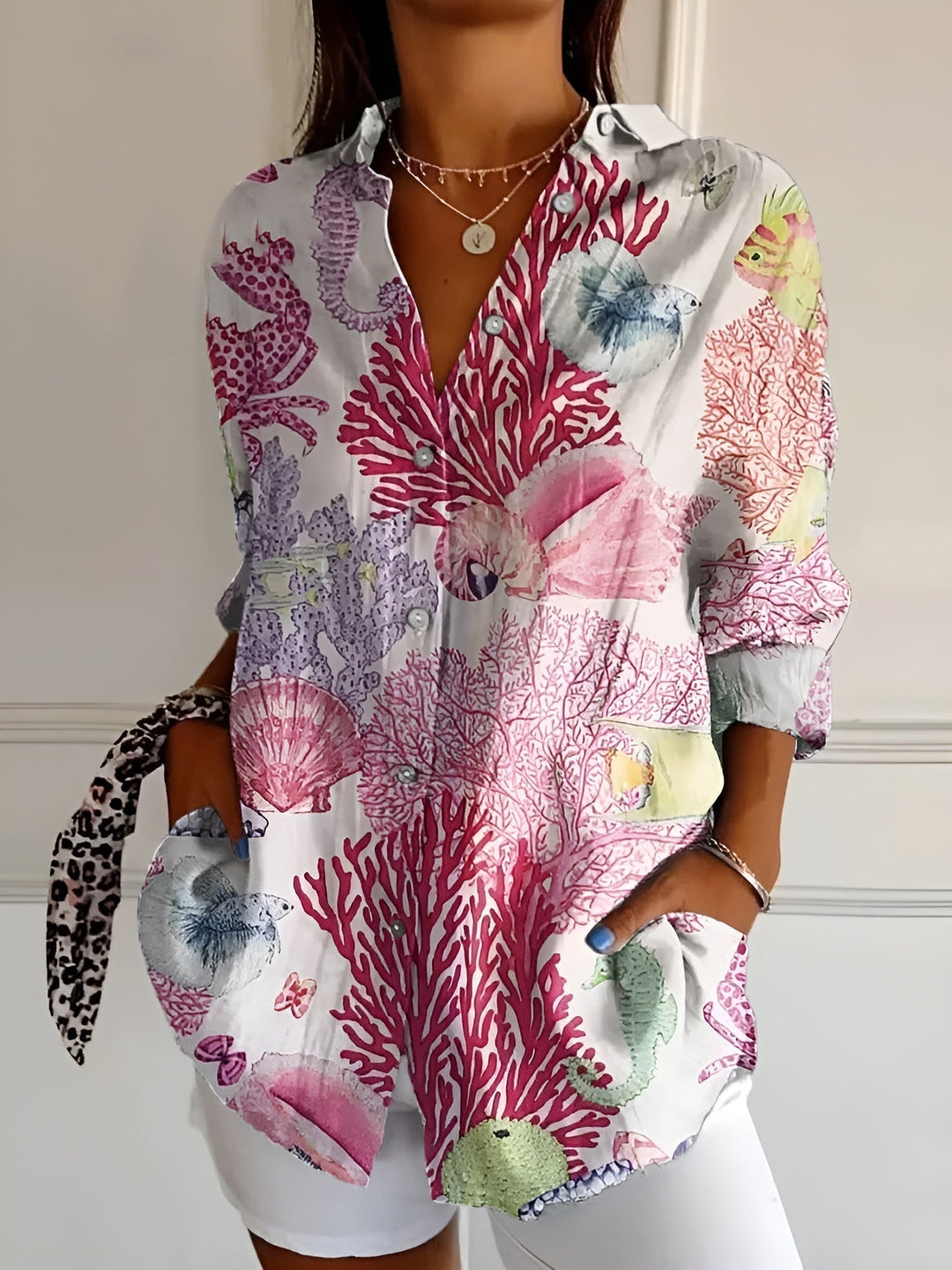 Elegante camicia da donna a maniche lunghe button-down - eleganza e versatilità per tutti i giorni