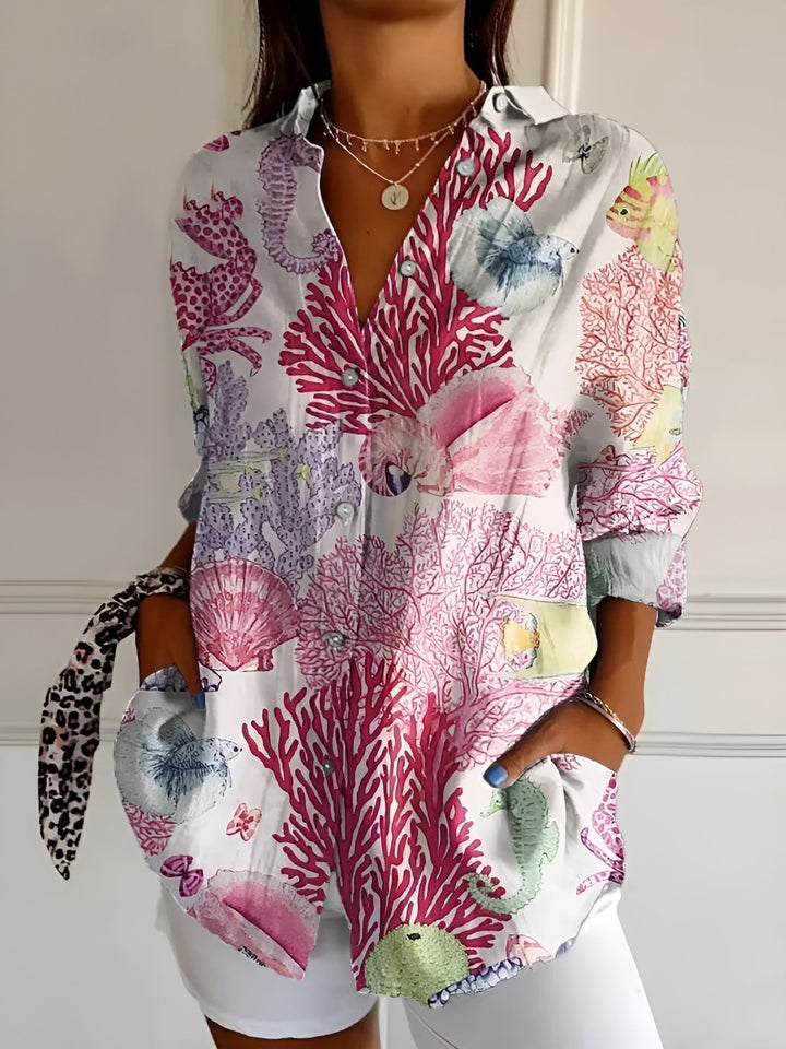 Elegante camicia da donna a maniche lunghe button-down - eleganza e versatilità per tutti i giorni