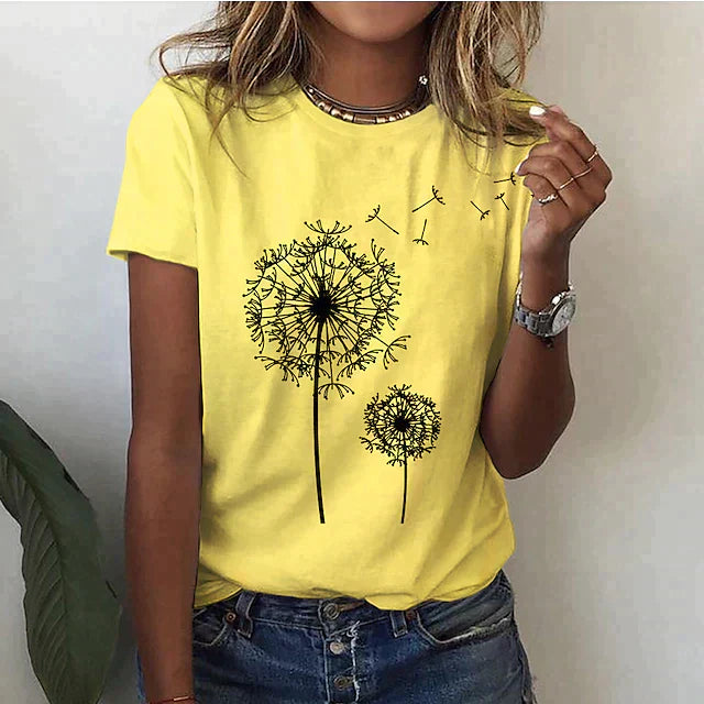Elegante T-shirt estiva da donna con scollo rotondo e maniche corte: un look rinfrescante e di tendenza