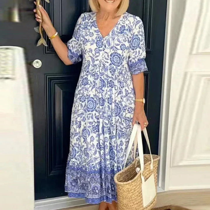 Elegante e confortevole abito boho da donna con scollatura a V