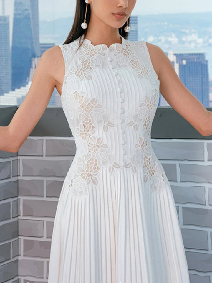 Elinore - Meravigliosa Vestito Estivo Plissettato Ricamato