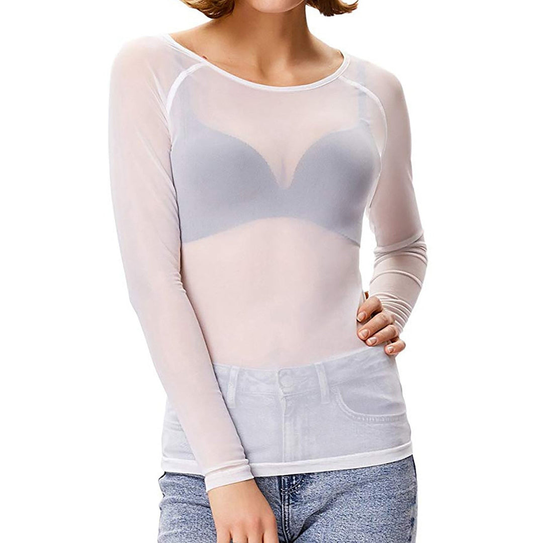 Naïa – Elegante dames mesh top met lange mouwen