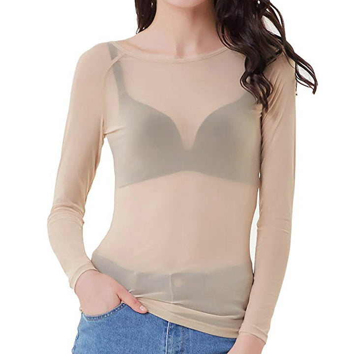 Naïa – Elegante dames mesh top met lange mouwen