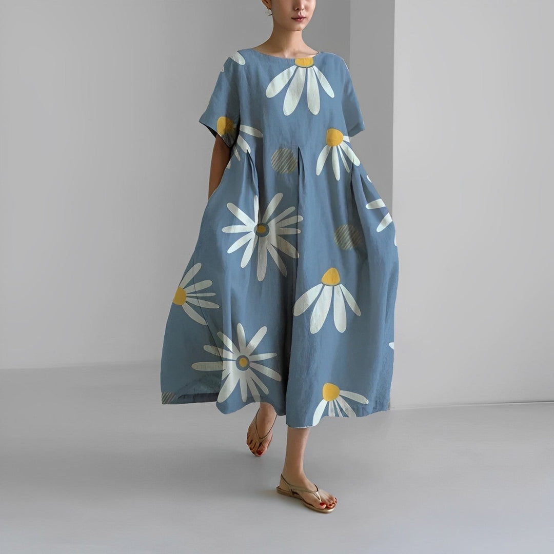 Genova™️ - Abito con Fantasia Floreale Boho