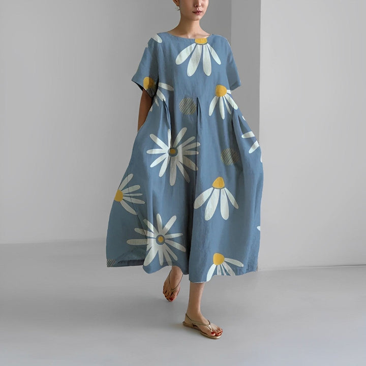 Genova™️ - Abito con Fantasia Floreale Boho